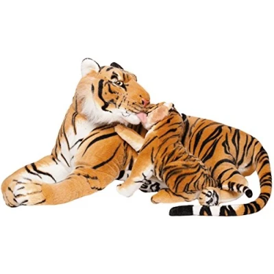 Abbildung von BRUBAKER Kuscheltier 100 cm Tiger mit Baby liegend (1 St., Mutter Kind), Stofftier Plüschtier