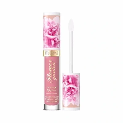 Abbildung von Eveline Cosmetics Flower Garden Cremiger Lipgloss Nr. 01 Nährender veganer mit Hyaluronsäure, Pflanzenkollagen &amp; Pfingstrosenextrakt für hydratisierte glatte Lippen, 4.5 ML