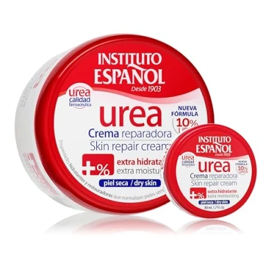 Abbildung von Instituto Español Urea Körpercreme, Feuchtigkeitscreme für trockene und rissige Haut, Regenerierende Körpercreme raue Hande, Füße, Tagescreme mit hohem Harnstoffgehalt, Reiseset 430ml