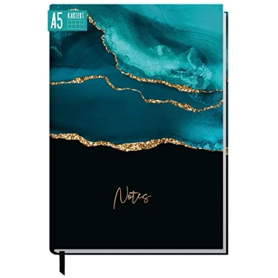 Abbildung von Notizbuch A5 kariert &quot;Shiny Teal&quot; von Trendstuff by Häfft 124 Seiten, 62 Blatt ideal als Tagebuch, Bullet Journal, Ideenbuch, Schreibheft nachhaltig &amp; klimafreundlich