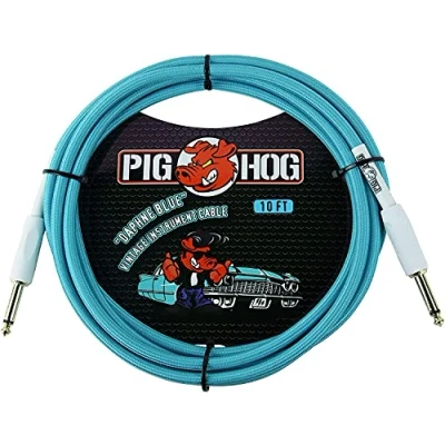 Abbildung von Pig Hog Vintage Serie Instrumentenkabel, Daphne Blue, 3m/10ft, 6.35 (1/4) auf (1/4), Hochwertige Qualität, Gewebt