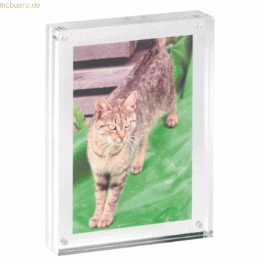 Abbildung von Maul Bilderrahmen MAULstyle aus Acryl 15 x 11,5 2,4 cm Doppelseitiger Fotorahmen im Hoch oder Querformat für Fotos, Collage und Bilder breiter Rahmen festen Stand Transpartent