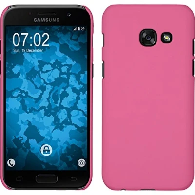 Abbildung von PhoneNatic case kompatibel mit Samsung Galaxy A7 (2017) Hülle rosa gummiert Hard + 2 Schutzfolien