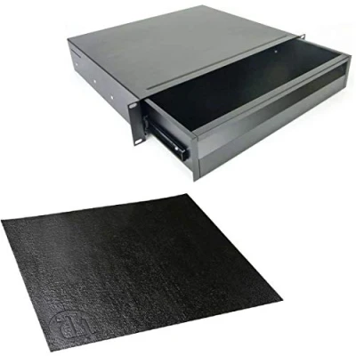 Abbildung von Bundle: Adam Hall 2 HE ERGO 19&quot; Stahl Rackschublade 874E02 Rack Schublade incl. Anti Rutsch Matte 87 INLAY (2 + Rutschmatte)