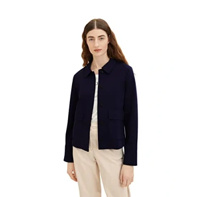 Abbildung von TOM TAILOR Damen 1035274 Blazer Jacke mit Taschen, 11331 Atlantic Ocean Blue, L