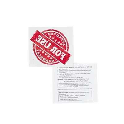Abbildung von 2 x APPROVED FOR USE Stempel Abzeichen in rot Sexy Kinky Fetisch Tattoo (2)