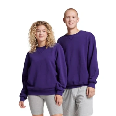 Abbildung von Russell Athletic Dri Power Herren Sweatshirts aus Fleece, feuchtigkeitsableitend, Baumwollmischung, entspannte Passform, Größen S 4X, Violett, X Large