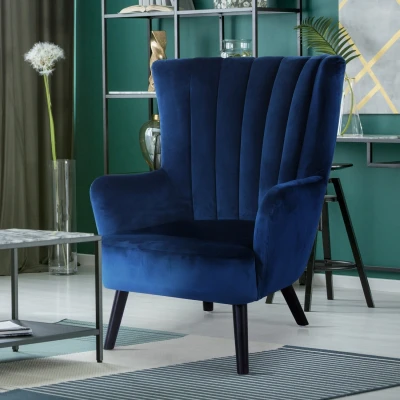 Abbildung von Menzzo Vidal Skandinavisch, Velours, Blau, H94 x L77 P84 cm