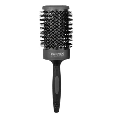 Abbildung von Termix Evolution Plus. Professionelle, thermische Rundhaarbürste mit Keramikrohr für den Friseursalon. Speziell dickes und hartes Haar. Afroamerikanisches Durchmesser: 60 cm., Schwarz