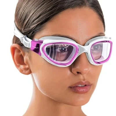 Abbildung von AqtivAqua Schwimmbrille DX — Weites Sichtfeld, UV Schutz, Anti Beschlag, Auslaufsicher, Geeignet für Innen und Außenbeleuchtung mit Anpassbarem Silikonband Erwachsene Jugendliche
