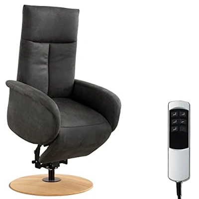 Abbildung von CAVADORE TV Sessel Juba mit Akku / Fernsehsessel Aufstehhilfe + elektrisch verstellbarer Relaxfunktion 2 E Motoren 75 x 112 82 Lederoptik, Grau