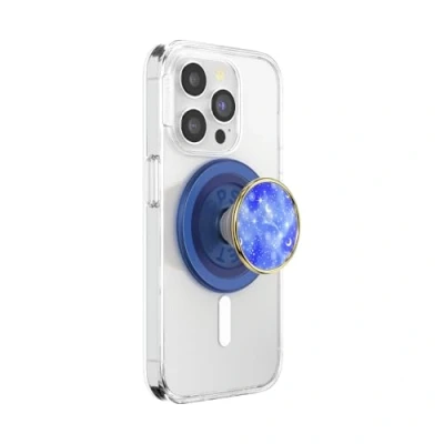 Abbildung von ​​​​​​​​​​​​PopSockets runder Telefongriff kompatibel mit MagSafe, Adapterring im Lieferumfang enthalten, Telefonhalter, kabelloses Laden Enamel Celestial