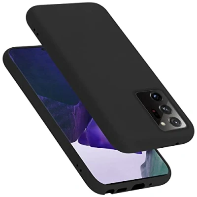 Abbildung von Cadorabo Hülle kompatibel mit Samsung Galaxy Note 20 Ultra Handyhülle für Case aus flüssigem Silikon dünne TPU Schutzhülle Liquid SCHWARZ