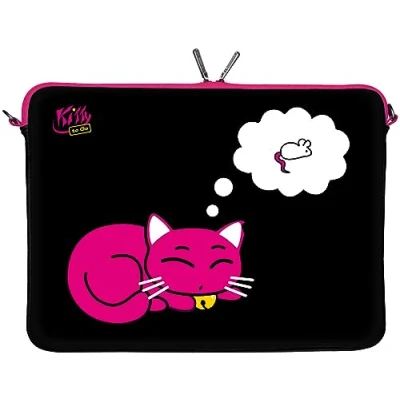 Abbildung von Kitty to Go LS143 10 Designer Laptop Neopren Schutzhülle Zoll PC Netbook Tasche 9,7 bis 10,1 &amp; 10,5 (26,67 cm) Sleeve Hülle Case Katze rosa schwarz