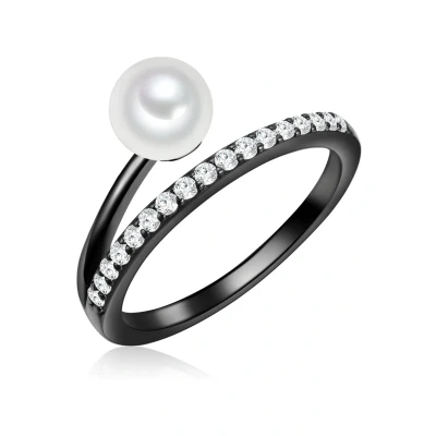 Abbildung von Valero Pearls SÜSSWASSER Zuchtperle Zirkonia Ring, Damen, Größe: 50, Schwarz