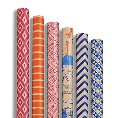 Abbildung von Clairefontaine 223699AMZC Karton mit 12 Rollen Geschenkpapier kraft 2mx0m70 60g, sortierte Motiven Adventure