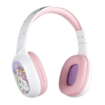 Abbildung von Konix Hello Kitty Kabelloser Bluetooth 5.3 Kopfhörer für PC, Smartphones und Tablets Mikrofon 30 Stunden Akkulaufzeit 3,5 mm Klinkenkabel Weiß Pink
