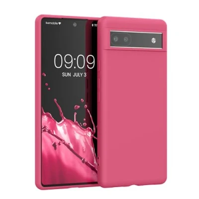 Abbildung von kwmobile Hülle kompatibel mit Google Pixel 6a weiches TPU Silikon Case Cover geeignet für kabelloses Laden Awesome Pink
