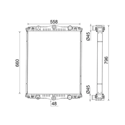Abbildung von MAHLE ORIGINAL CR 2583 000S Kühler, Motorkühlung Aluminium 660 558 48 ohne Rahmen Kühlrippen gelötet