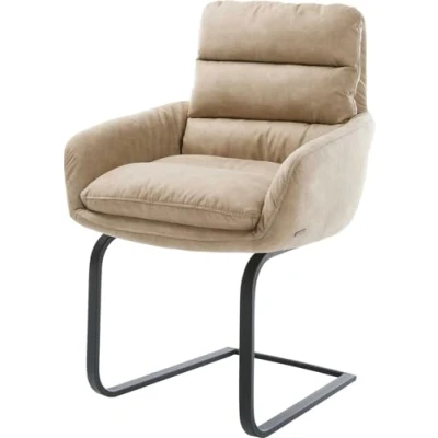 Abbildung von Schwingstuhl Abelia Flex mit Armlehnen Beige Vintage Freischwinger flach Schwarz