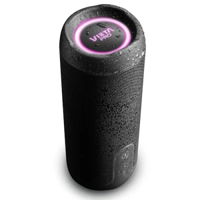 Abbildung von Vieta Pro Bluetooth Lautsprecher 5.3, leistungsstark, 25 W, wasserdicht, 13H Akku, Mikrofon, Aux In, USB Typ C, TWS, kompatibel mit Alexa, tragbarer Goody 4, Schwarz