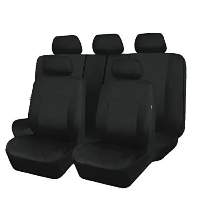 Abbildung von Flying Banner Stoff Autositzbezüge Komplettset Universal Set (Niedriger Rücken Polyester, Schwarz)
