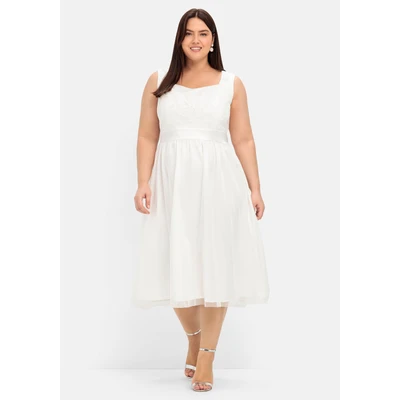 Abbildung von Sheego Cocktailkleid/festliches Kleid, Damen, Größe: 40, Offwhite