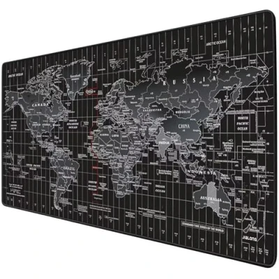 Abbildung von Jinmer Schwarze Weltkarte Gaming Mauspad,700x400x2mm XXL Verlängertes Große Mauspad,Schreibtischunterlage mit Rutschfester Gummibasis,Mauspad für PC,Schreibtisch Pad Zuhause und Büro
