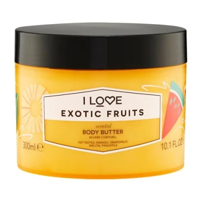 Abbildung von I Love Exotic Fruits Scented Body Butter, Packed With Shea Butter &amp; Coconut Oil to Regenerate Nourish the Skin, 85% Naturally Derived Ingredients, Vegan Friendly 330ml