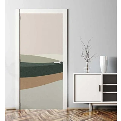Abbildung von MyMaxxi Tür bekleben mit Türtapete Selbstklebend 90x200 Boho Nr. 2 Weg verschönern Türfolie Türaufkleber XXL Aufkleber Folie Türposter Türklebefolie Kunst Abstrakt minimalistisch beige grün