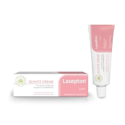 Abbildung von Lasepton Baby Schutz Creme, 25 ml: Schutzcreme für Pflege und im Windelbereich, Creme mit Zinkoxid Aloe Vera, gegen Nässe Juckreiz, wirkt beruhigend