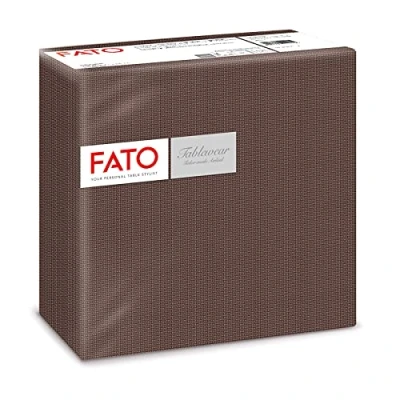 Abbildung von Fato Trockene Papierservietten, Airlaid, Textileffekt, Packung mit 50 Servietten, Größe 40x40 gefaltet in 4, Dekorfarbe Schokolade
