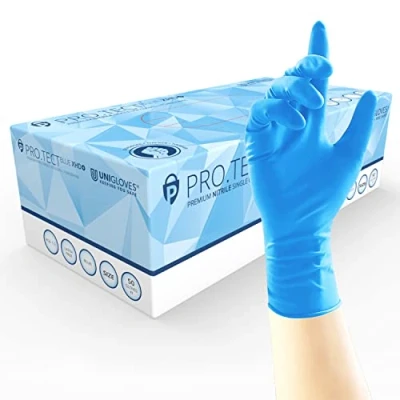Abbildung von Unigloves PRO.TECT Blue XHD+ GA0103 Mehrzweck , puder und latexfreie Einweghandschuhe, Größe M, Box mit 50 Handschuhen