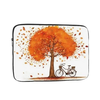 Abbildung von Laptoptasche, 17 Zoll (43,2 cm), Herbstbaum mit altem Fahrrad, stoßfeste Computer Tragetasche, schlanke Aktentasche, Handtasche