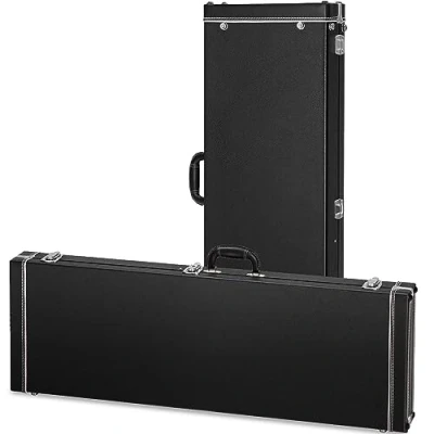 Abbildung von CAHAYA E Gitarre Hartschalen Gitarrenkoffer Gefütterter Rechteck Gitarren Schatulle Robuster PU Koffer mit Sicherheitsverschluss für Standard Schwarz CY0342