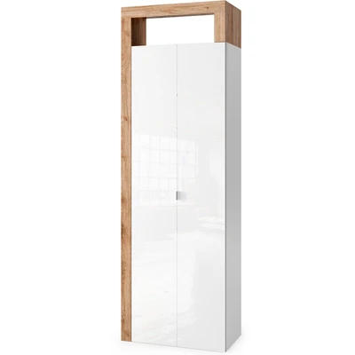 Abbildung von welltime Hochschrank &quot;Hamburg Höhe 195 cm, Breite 64 Badezimmerschrank mit 2 Türen,&quot;, dekorativer Rahmen, offenes Fach, Metallgriff, viel Stauraum
