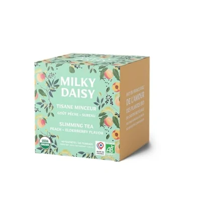 Abbildung von Milky Daisy Bio Schlankheitstee Pfirsich Holunderblüten Geschmack Entwässernd und Schlankmachend 40 Teebeutel