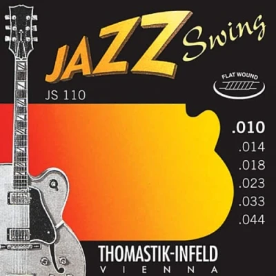 Abbildung von Thomastik 676707 Saiten für E Gitarre Jazz Swing Series Nickel Flat Wound, Satz JS110 Extra Light .010 .044w