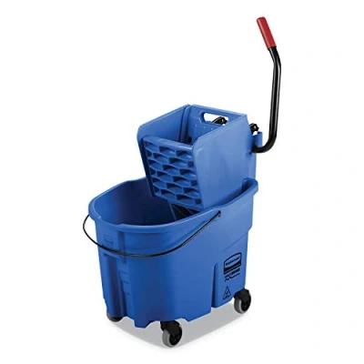 Abbildung von Rubbermaid WaveBrake Seitenpresse, leistungsstarkes Wischsystem, 35 Quart Kapazität, 50,1 cm Länge x 39,5 Breite 91,9 Höhe, Blau (FG758888)