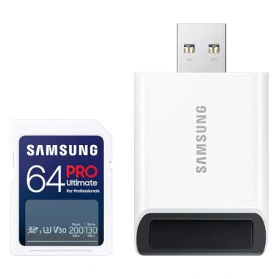 Abbildung von Samsung PRO Ultimate 64 GB (2023) SDXC + USB Adapter