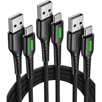 Abbildung von INIU USB C Kabel, Ladekabel 3 Stück [2m+2m+0.5m] PD 3.1A Typ Schnellladekabel, Nylon Geflochten auf Kabel für iPhone 16 15 Pro Max, Samsung S24 S23 Ultra, Google, Xiaomi, Huawei usw