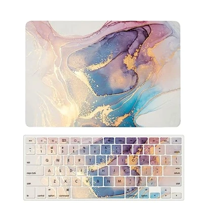 Abbildung von Hülle Kompatibel mit MacBook 12 Zoll 2017 2016 2015 Freisetzung A1534 Retina Display, Plastik Schützend Hartschale Snap Case &amp; Tastaturabdeckung für Zoll, Bunter Marmor