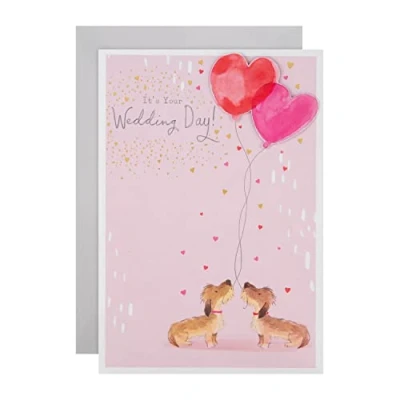 Abbildung von Hallmark Hochzeitskarte niedliches Hunde Design