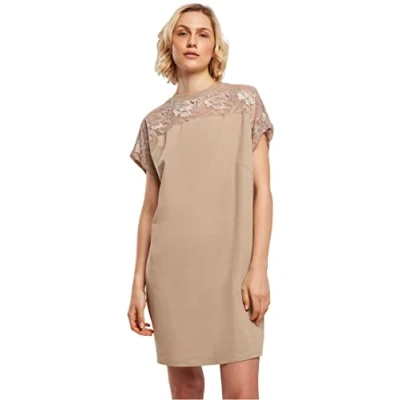 Abbildung von Urban Classics Ladies LACE TEE Dress Freizeitkleid, Damen, Größe: 4XL, Softtaupe