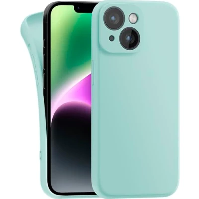 Abbildung von MyGadget Hülle Kompatibel mit iPhone 14 robuste Silikon Schutzhülle TPU Case Slim Silikonhülle Back Cover Kratzfest Handyhülle Matt Mint
