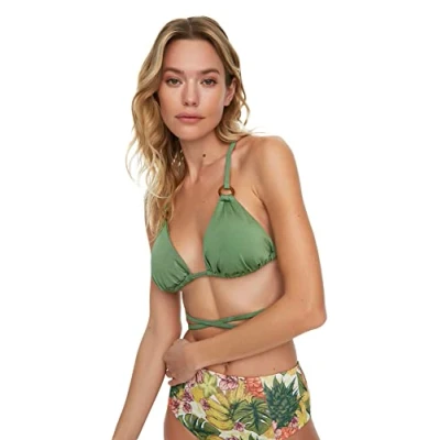 Abbildung von TRENDYOL Damen Accessory Detailed Bikini Top, Grün, 44 EU