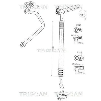 Abbildung von TRISCAN 9010 29028 Hochdruck /Niederdruckleitung, Klimaanlage von Klimakompressor nach Kondensator VOLKSWAGEN: Golf 7 Variant, Schrägheck