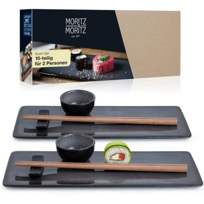 Abbildung von Moritz &amp; Tafelservice VIDA 10tlg Sushi Set Anthrazit (10 tlg), 2 Personen, Porzellan, für Personen 10 Teile