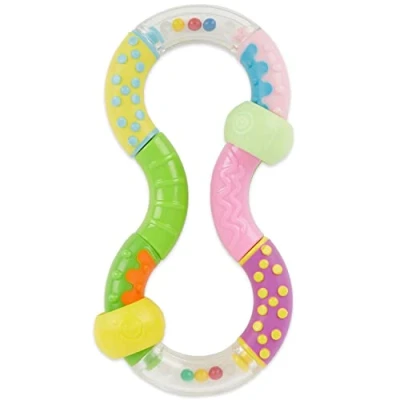 Abbildung von Bieco Greifspielzeug Ringrassel Baby mit beweglichen Elementen Beissring Rasselring Greifling Rassel Ring Motorikspielzeug Sensorik Spielzeug für Babys