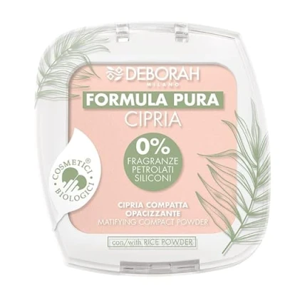 Abbildung von Deborah Milano Puder Bio Formel Pura Compact Mattierend 10 g Color Fair 1 ohne Parabene, Silikone, Petrolatum, Acrylate, Duftstoffe, Talkum, mit 100% natürlichen Inhaltsstoffen